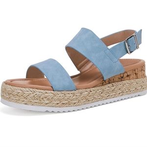 Women's Platform Espadrilles Ankle Buckle Strap Open Toe Wedge Sandals